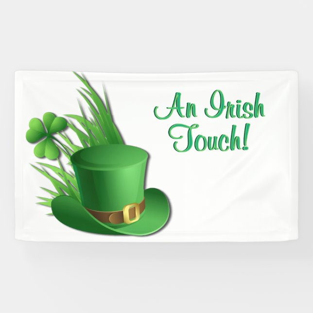 An Irish Touch Leprechaun Clove Hat in Grass Banner (Horizontal)
