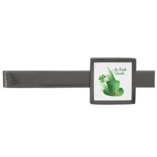An Irish Touch Leprechaun Clove Hat in Grass Gunmetal Finish Tie Bar