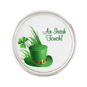 An Irish Touch Leprechaun Clove Hat in Grass Lapel Pin