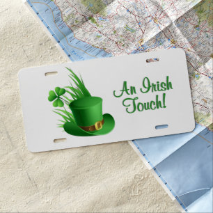 An Irish Touch Leprechaun Clove Hat in Grass License Plate