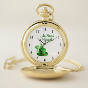 An Irish Touch Leprechaun Clove Hat in Grass Pocket Watch