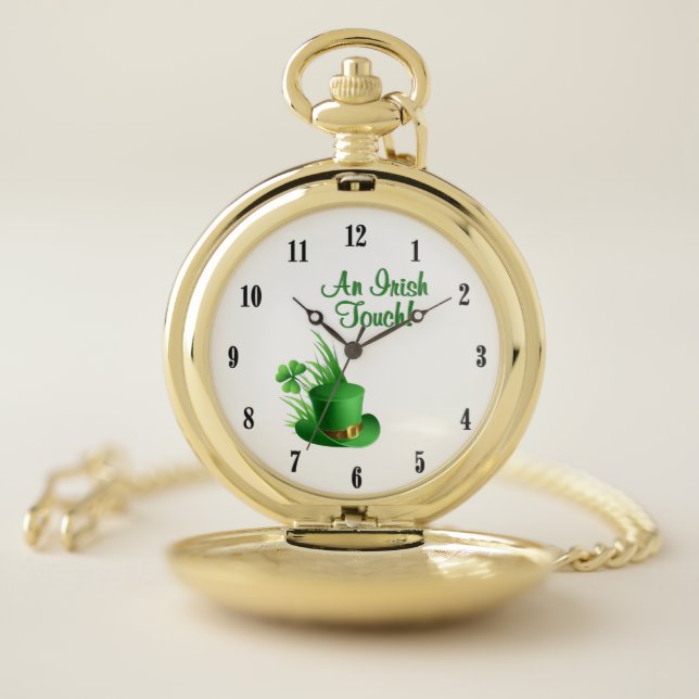 An Irish Touch Leprechaun Clove Hat in Grass Pocket Watch (Inside)