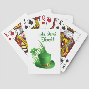 An Irish Touch Leprechaun Clove Hat in Grass Poker Cards