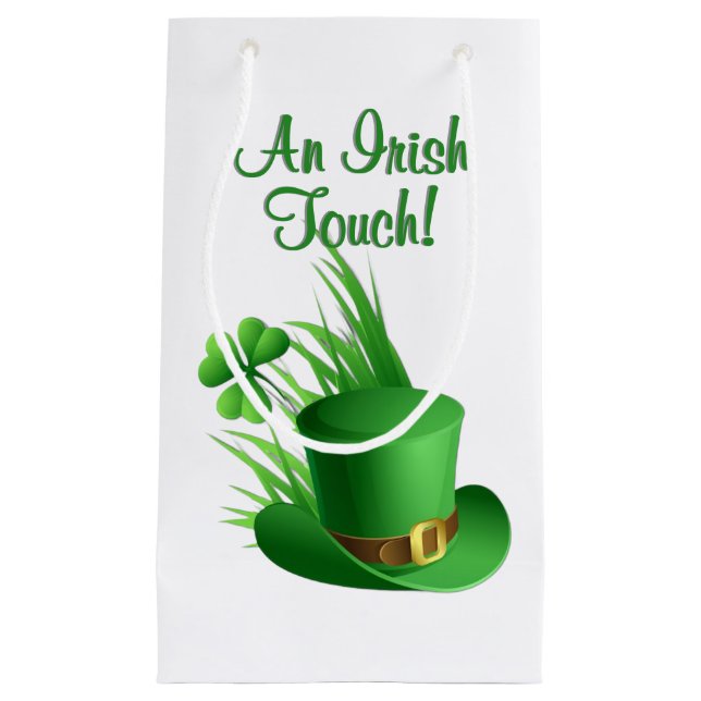 An Irish Touch Leprechaun Clove Hat in Grass Small Gift Bag (Front)