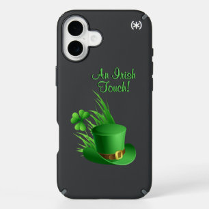 An Irish Touch Leprechaun Clove Hat in Grass iPhone 16 Plus Case