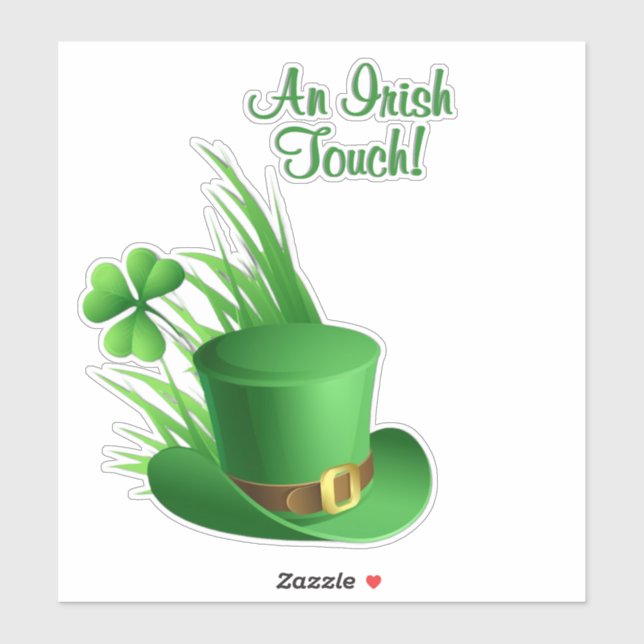 An Irish Touch Leprechaun Clove Hat in Grass Sticker (Sheet)