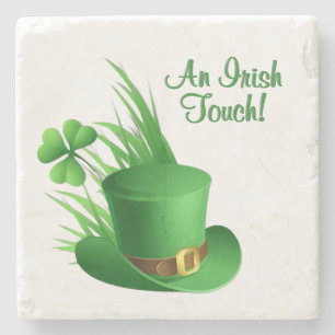 An Irish Touch Leprechaun Clove Hat in Grass Stone Coaster