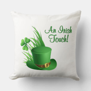 An Irish Touch Leprechaun Clove Hat in Grass Throw Pillow