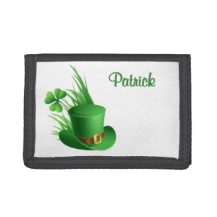 An Irish Touch Leprechaun Clove Hat in Grass Tri-fold Wallet