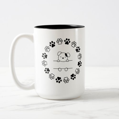  An irresistibly cute puppy surr Two_Tone Coffee Mug