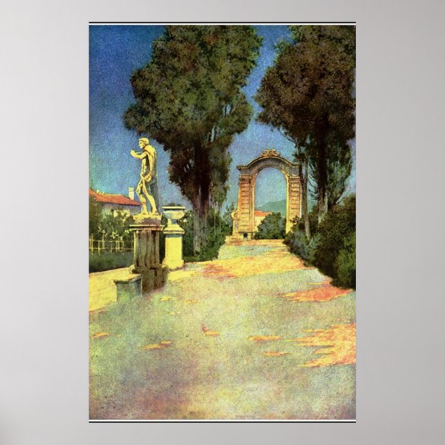 An Italian Garden by Maxfield Parrish Poster (Front)
