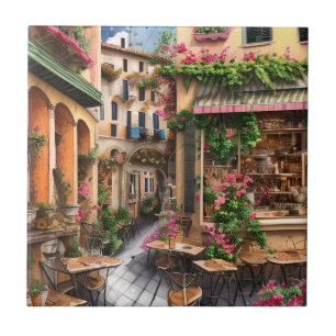 An Italian Street Scene Ephemera Design Series 23 Ceramic Tile