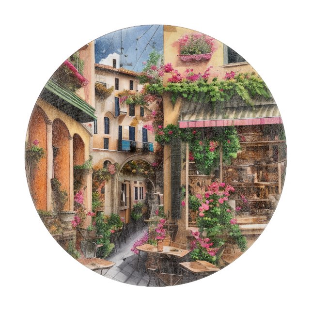 An Italian Street Scene Ephemera Design Series 23 Cutting Board (Front)