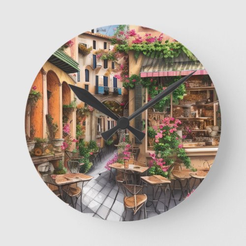 An Italian Street Scene Ephemera Design Series 23 Round Clock