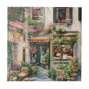 An Italian Street Scene Ephemera Design Series 24 Ceramic Tile