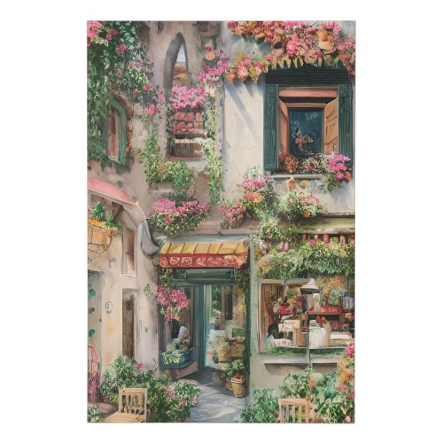 An Italian Street Scene Ephemera Design Series 24 Faux Canvas Print