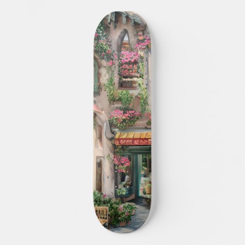 An Italian Street Scene Ephemera Design Series 24 Skateboard