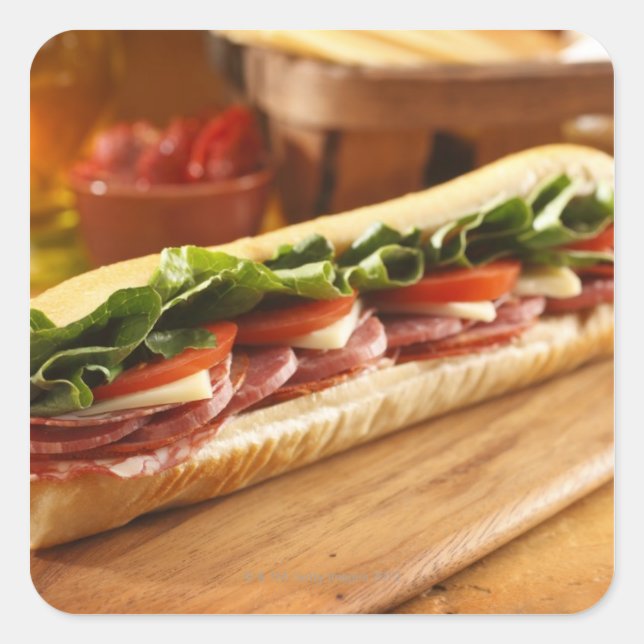 An Italian sub sandwich with 2 Square Sticker (Front)