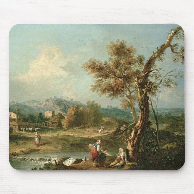 An Italianate River Landscape with Travellers Mouse Pad (Front)