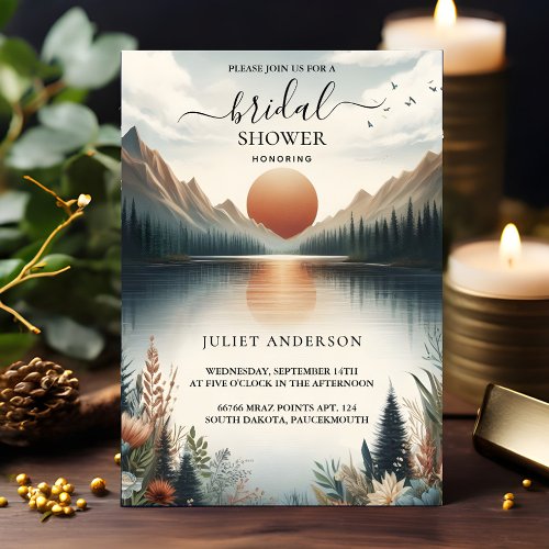 An Lakeside Mountain Fun Nature Lake Bridal Shower Invitation