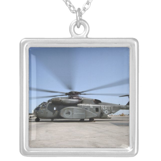 An MH-53E Sea Dragon helicopter Silver Plated Necklace (Front)