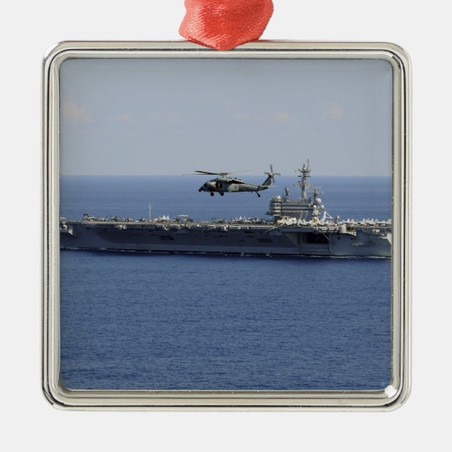 An MH-60S Seahawk helicopter Metal Ornament (Front)