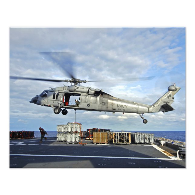 An MH-60S Seahawk prepares to deliver ammunitio Photo Print (Front)