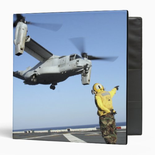 An MV_22 Osprey launches from the USS Nassau 3 Ring Binder