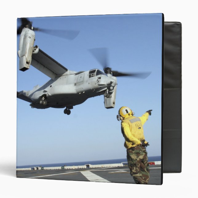 An MV-22 Osprey launches from the USS Nassau 3 Ring Binder (Front/Inside)