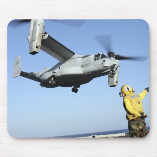 An MV_22 Osprey launches from the USS Nassau Mouse Pad