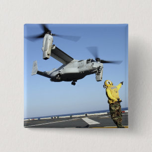 An MV-22 Osprey launches from the USS Nassau Pinback Button