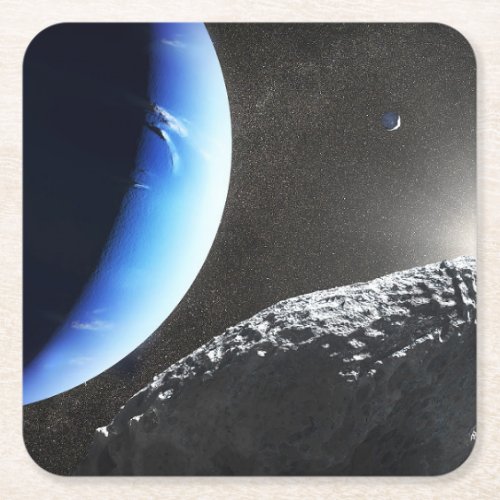 An Neptunes Tiny Moon Hippocamp Square Paper Coaster