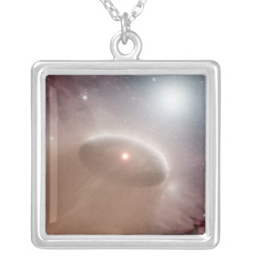 An O_star just behind a young cooler star Silver Plated Necklace