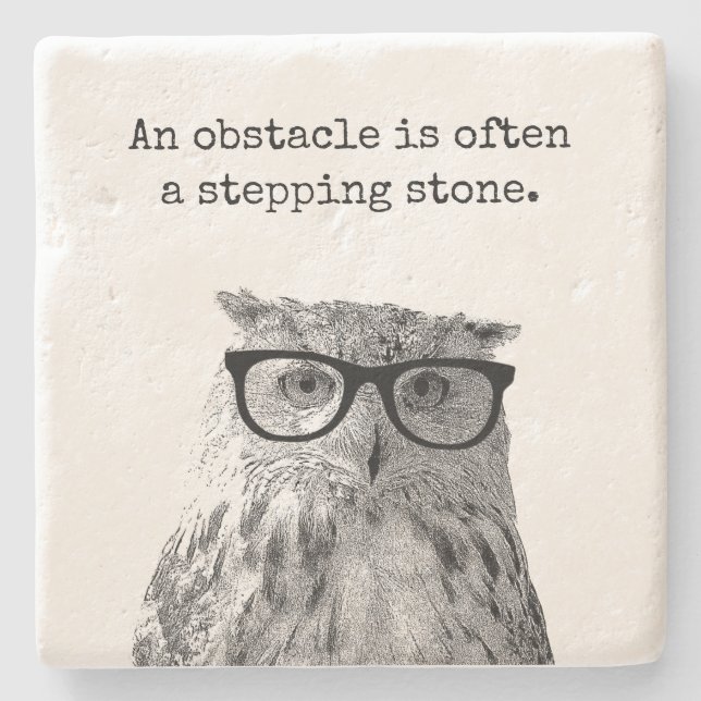An obstacle is often a stepping stone motivational coaster (Front)