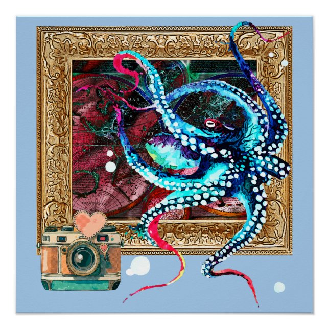 An Octopus, A Camera, And A Dark Map Poster (Front)