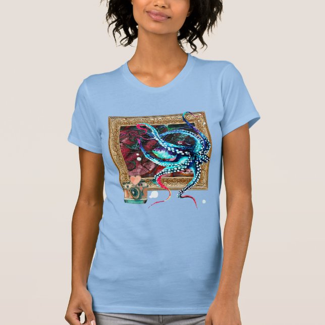 An Octopus, A Camera, And A Dark Map T-Shirt (Front)