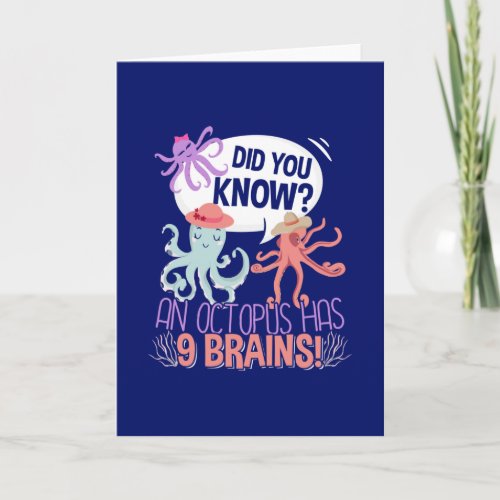 An Octopus has 9 Brains _ Ocean Lover Facts Card
