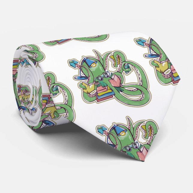 An octopus that loves to read neck tie (Rolled)