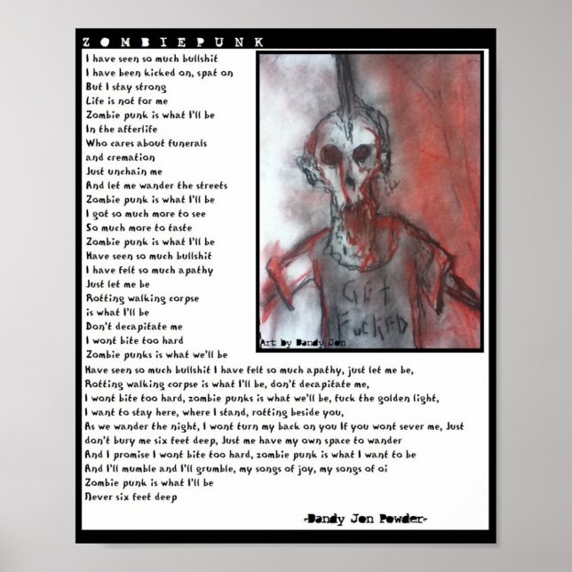 An Ode to the Zombie Punk Poster (Front)