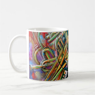 An oil painting on canvas. Music, the girl plays m Coffee Mug