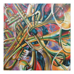 An oil painting on canvas. Music, the girl plays m Faux Canvas Print