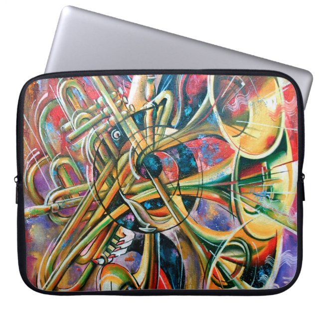 An oil painting on canvas. Music, the girl plays m Laptop Sleeve (Front)
