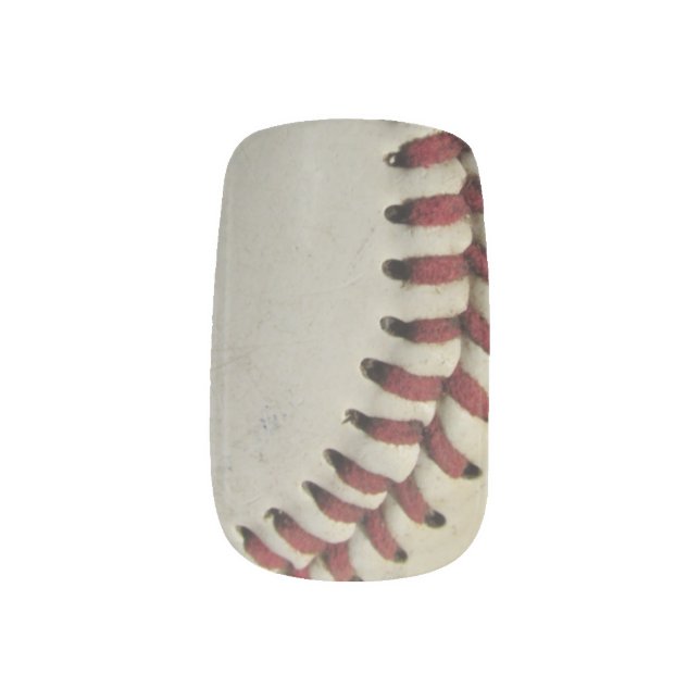 An Old Baseball Minx Nail Art (Left Thumb)