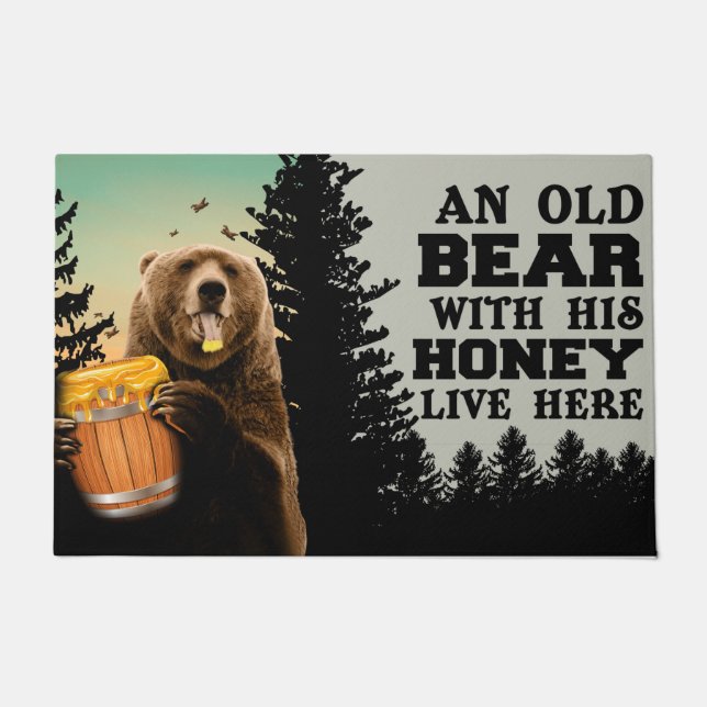 An Old Bear With His Honey Live Here Doormat (Front)