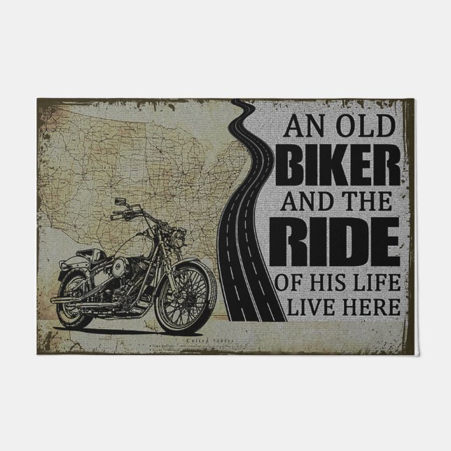 An Old Biker And The Ride Of His Life Doormat (Front)