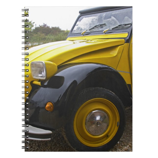 An old black and yellow Citroen 2CV 2 CV, Notebook (Front)