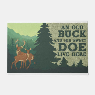 An Old Buck And His Sweet Doe Live Here Doormat