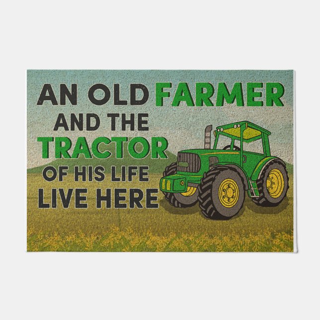 An Old Farmer And The Tractor Of His Life Doormat (Front)