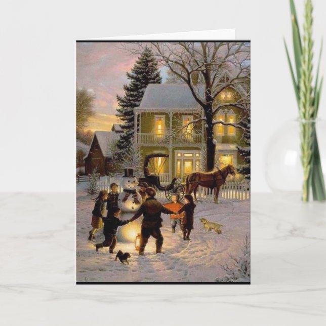An Old Fashion Vintage Christmas Holiday Card (Front)