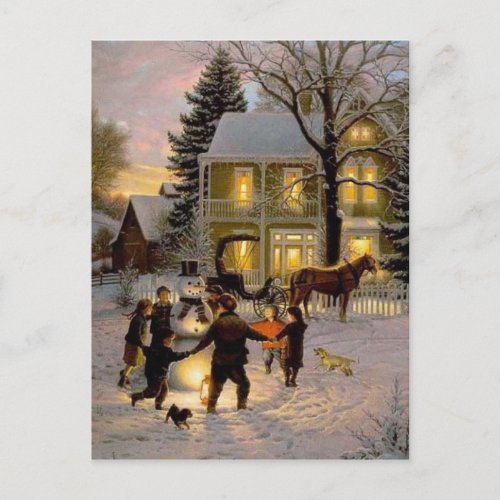 An Old Fashion Vintage Christmas Holiday Postcard